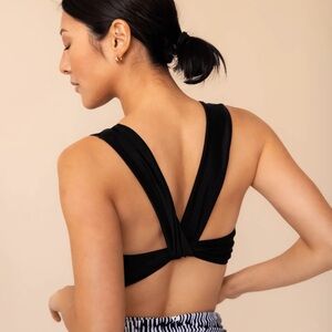 Nani Swimwear Black Switch V Crop swim Top bikini Women Size Small